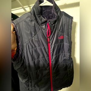 Women’s The North Face Fur-Lined Vest in Dark Purple with Pink Accents
